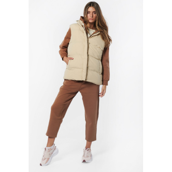 Γυναικείο oversized αμάνικο μπουφάν BODY ACTION 071232-01 μπεζ Γυναικεία