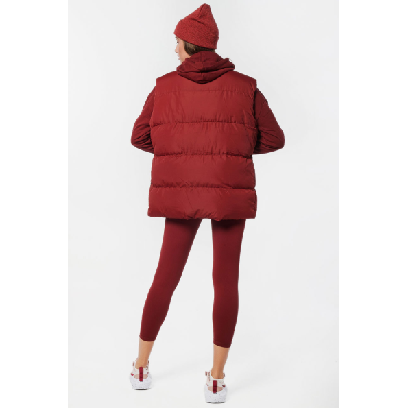 Γυναικείο oversized αμάνικο μπουφάν BODY ACTION 071232-01 κόκκινο Γυναικεία