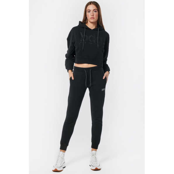 Γυναικεία oversized cropped φούτερ μπλούζα BODY ACTION 061219-01 μαύρη