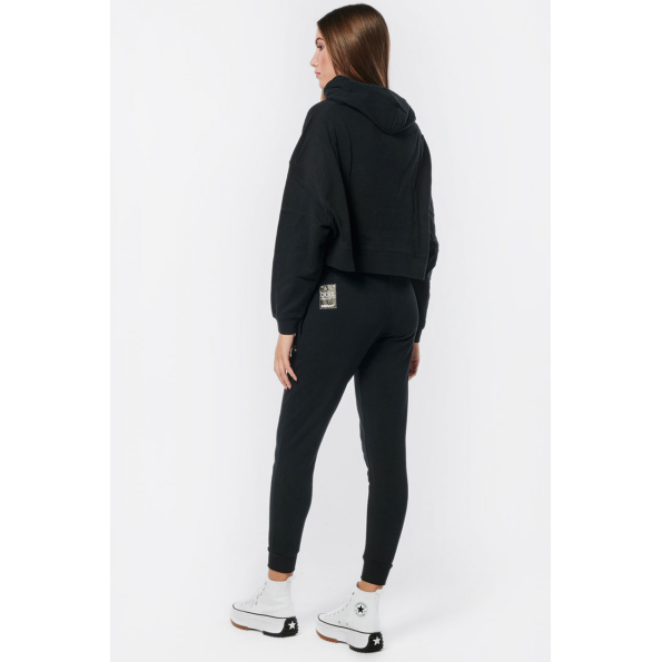 Γυναικεία oversized cropped φούτερ μπλούζα BODY ACTION 061219-01 μαύρη Γυναικεία
