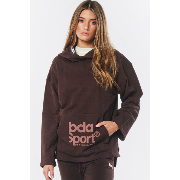 Γυναικεία oversized φούτερ μπλούζα BODY ACTION 061229-01 καφέ
