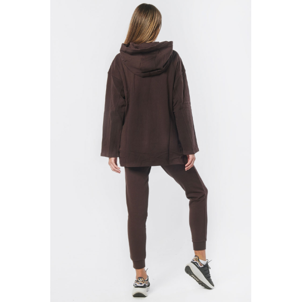 Γυναικεία oversized φούτερ μπλούζα BODY ACTION 061229-01 καφέ Γυναικεία