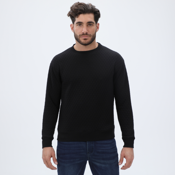 Ανδρική φούτερ μπλούζα DIRTY LAUNDRY DLMC14W22 Quilted Regular Fit μαύρη