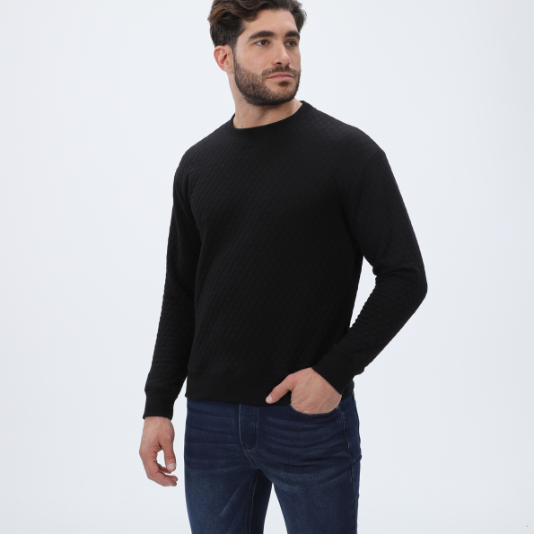 Ανδρική φούτερ μπλούζα DIRTY LAUNDRY DLMC14W22 Quilted Regular Fit μαύρη Ανδρικά