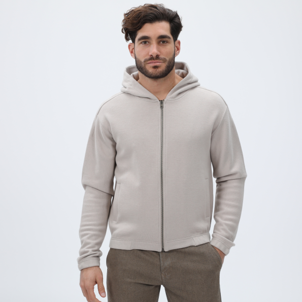 Ανδρική φούτερ ζακέτα DIRTY LAUNDRY DLMF01W22 Regular Fit Full Zip εκρού