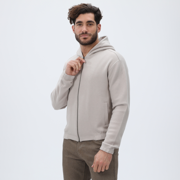 Ανδρική φούτερ ζακέτα DIRTY LAUNDRY DLMF01W22 Regular Fit Full Zip εκρού Ανδρικά