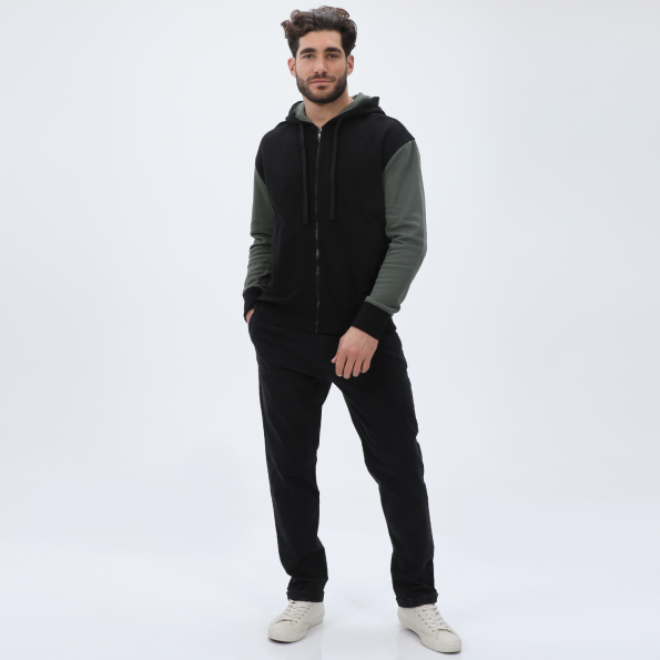 Ανδρική φούτερ ζακέτα DIRTY LAUNDRY DLMF07W22 Contrasting Full Zip μαύρη χακί Ανδρικά