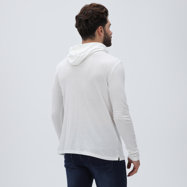 Ανδρικό μακρυμάνικο  t-shirt DIRTY LAUNDRY DLMH09W22 Lightweight Hoodie λευκό Ανδρικά