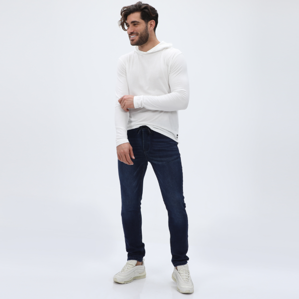 Ανδρικό μακρυμάνικο  t-shirt DIRTY LAUNDRY DLMH09W22 Lightweight Hoodie λευκό Ανδρικά