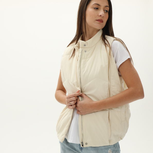 Γυναικείο αμάνικο μπουφάν ALE 8916207 εκρού Γυναικεία