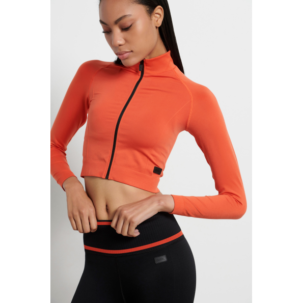Γυναικεία cropped ζακέτα BODYTALK 1222-907622 πορτοκαλί Γυναικεία