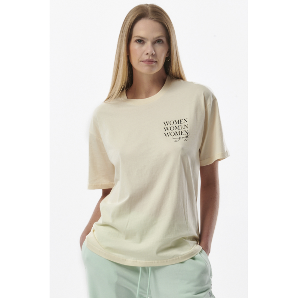 Γυναικείο oversized t-shirt BODY ACTION 051318-01 εκρού
