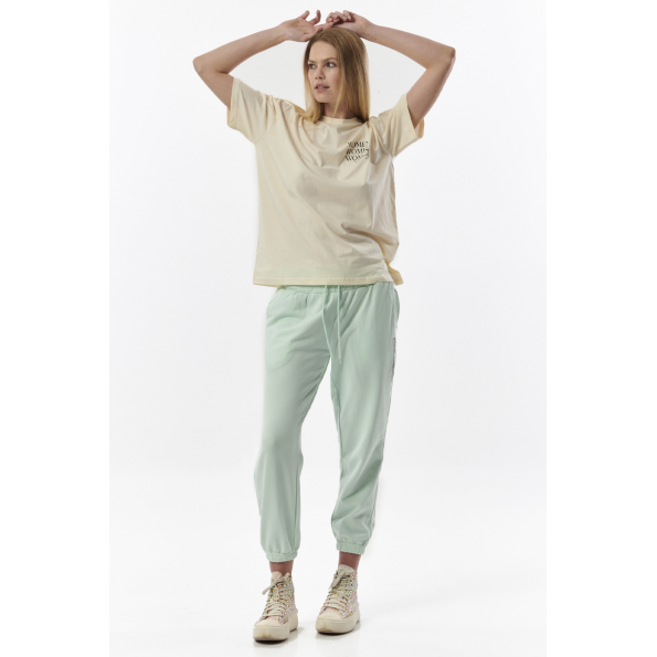Γυναικείο oversized t-shirt BODY ACTION 051318-01 εκρού Γυναικεία