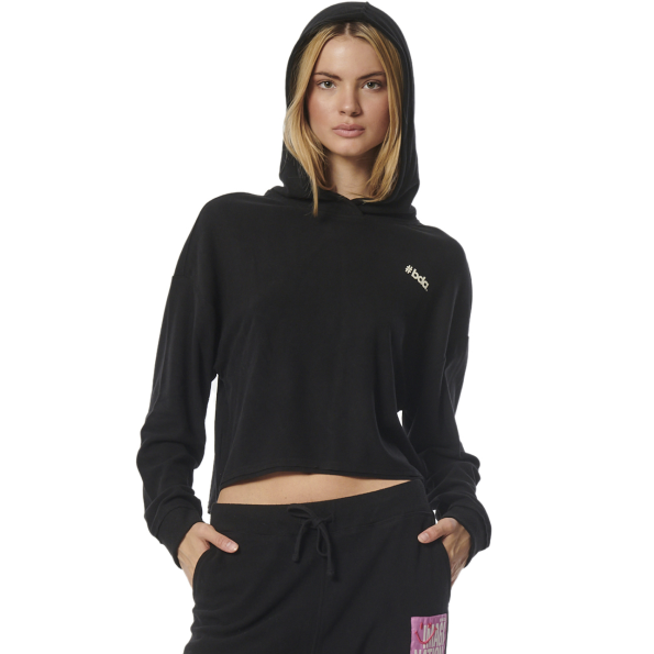 Γυναικεία cropped φούτερ μπλούζα BODY ACTION 061326-01 μαύρη