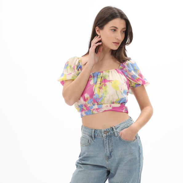 Γυναικείο cropped top ATTRATTIVO 9916253 floral πολύχρωμο