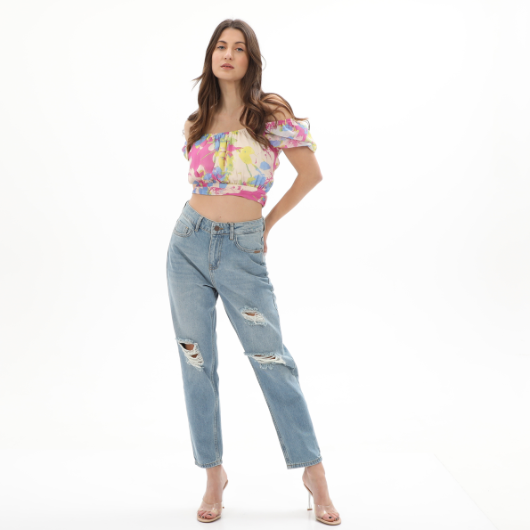 Γυναικείο cropped top ATTRATTIVO 9916253 floral πολύχρωμο Γυναικεία