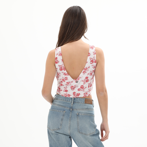 Γυναικείο top broderie ATTRATTIVO 9916449 λευκό κόκκινο floral Γυναικεία