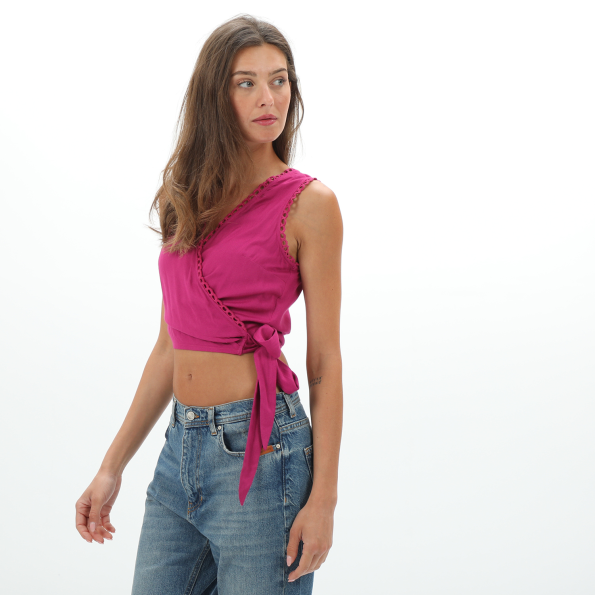 Γυναικείο κρουαζέ cropped top ATTRATTIVO 9916817 μοβ Γυναικεία