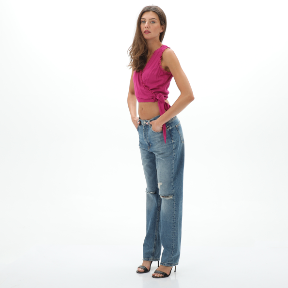 Γυναικείο κρουαζέ cropped top ATTRATTIVO 9916817 μοβ Γυναικεία