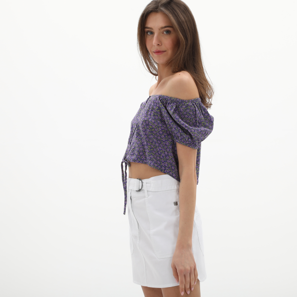 Γυναικείο off the shoulders cropped top ATTRATTIVO 9916285 μοβ Γυναικεία