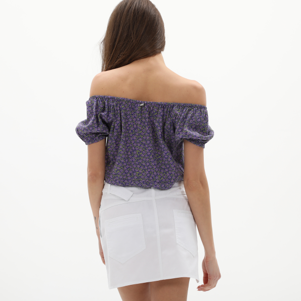 Γυναικείο off the shoulders cropped top ATTRATTIVO 9916285 μοβ Γυναικεία