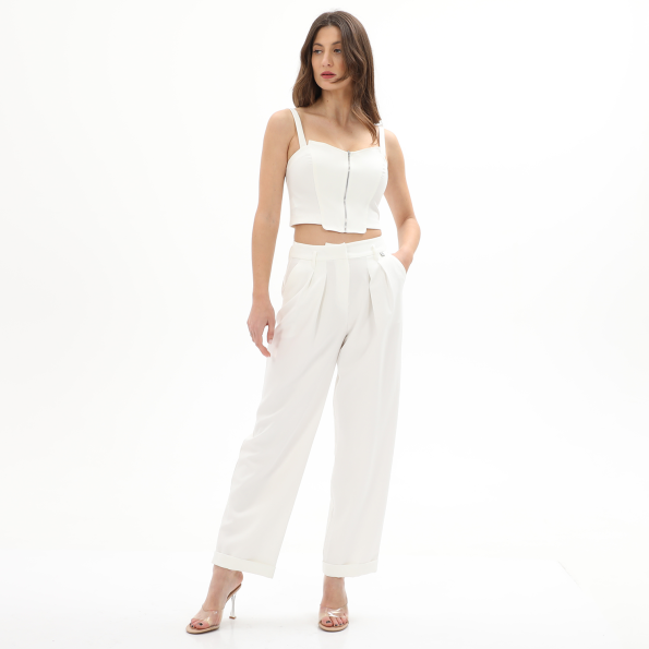 Γυναικείο cropped top ATTRATTIVO 92113274 λευκό Γυναικεία