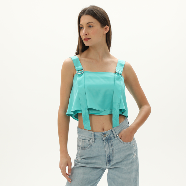 Γυναικείο cropped top ATTRATTIVO 92290379 τιρκουάζ