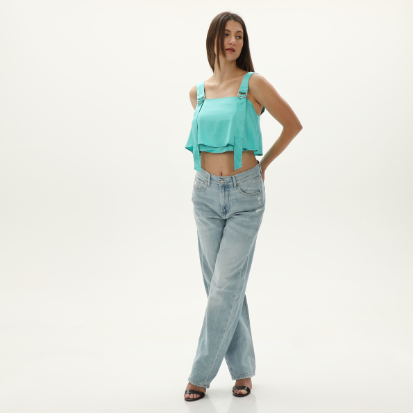 Γυναικείο cropped top ATTRATTIVO 92290379 τιρκουάζ Γυναικεία