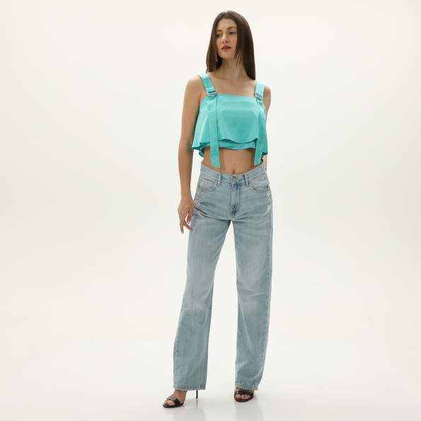 Γυναικείο cropped top ATTRATTIVO 92290379 τιρκουάζ Γυναικεία