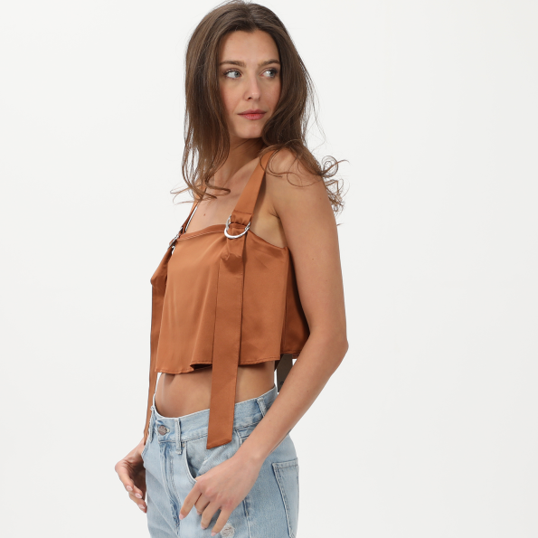 Γυναικείο cropped top ATTRATTIVO 92290379 καφέ Γυναικεία