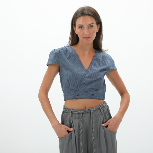 Γυναικείο cropped top ATTRATTIVO 9916359 μπλε