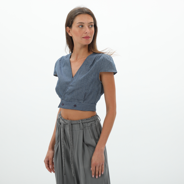 Γυναικείο cropped top ATTRATTIVO 9916359 μπλε Γυναικεία