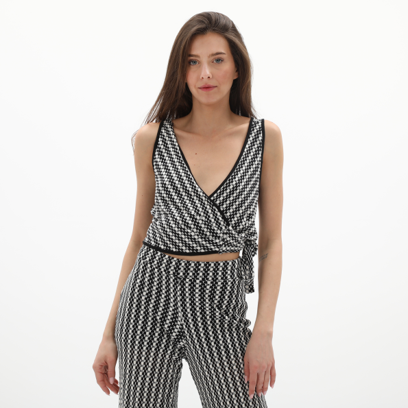 Γυναικείο cropped top ATTRATTIVO 91061411 ασπρόμαυρο