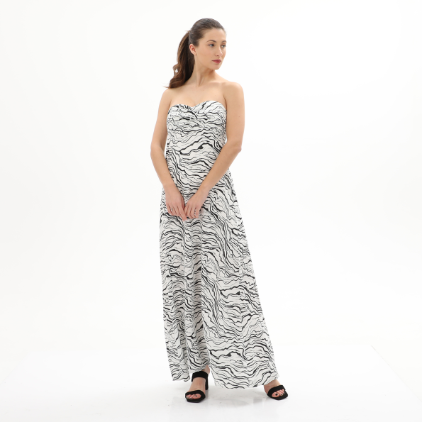 Γυναικείο maxi strapless φόρεμα ALE 81362862 λευκό μαύρο Γυναικεία