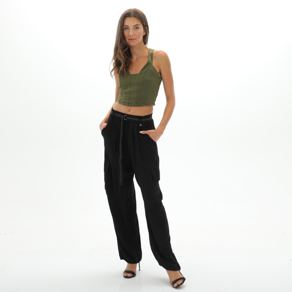 Γυναικείο cropped top ALE 81572389 χακί Γυναικεία
