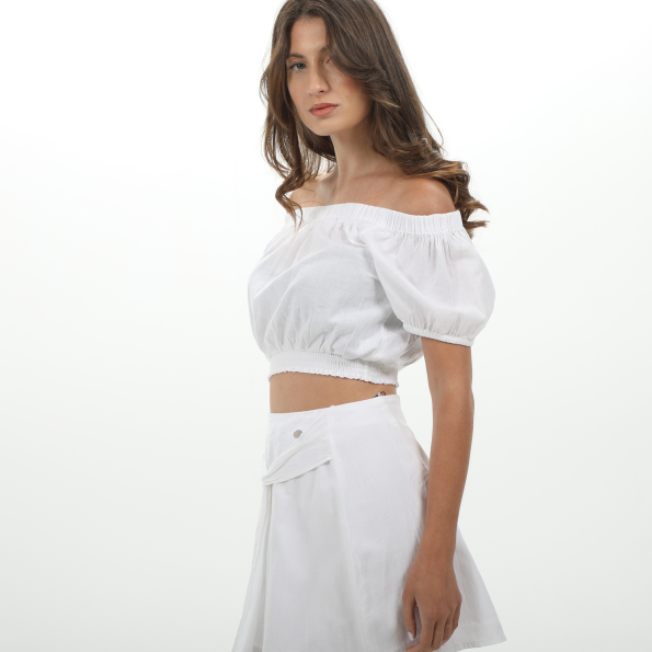 Γυναικείο strapless cropped top ALE 8917154 λευκό Γυναικεία