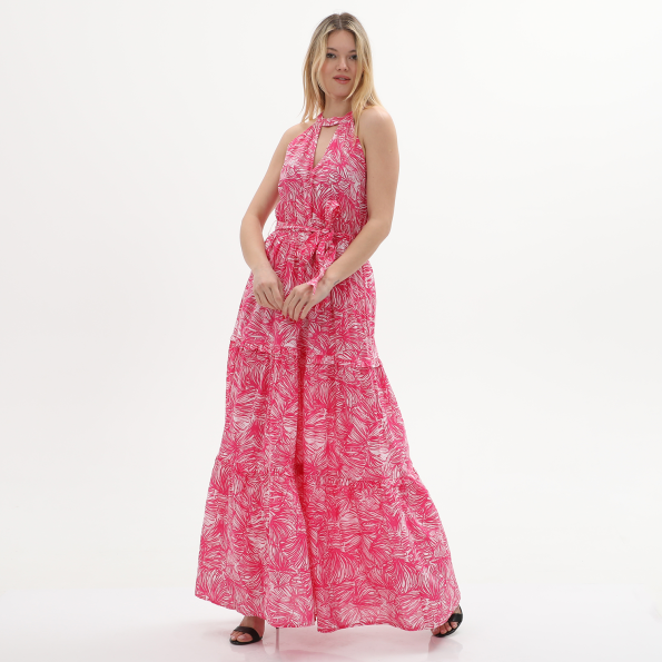 Γυναικείο maxi φόρεμα ALE 8916340 ροζ floral Γυναικεία