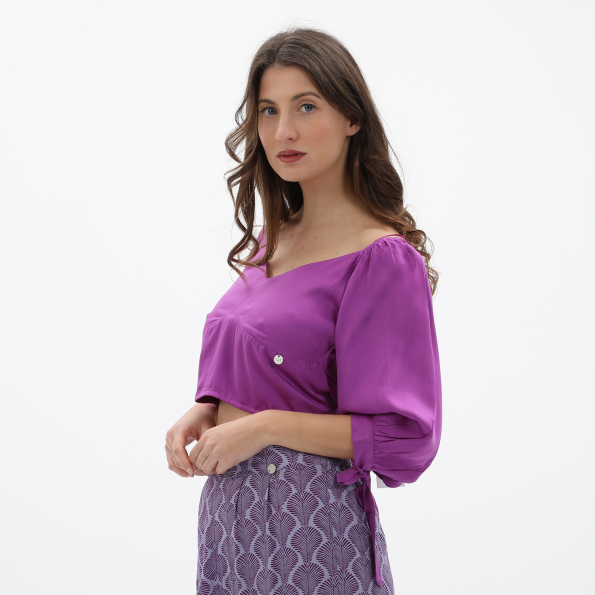 Γυναικείο cropped top  ALE 8916485 μοβ  Γυναικεία