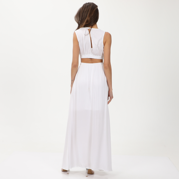 Γυναικείο cut out maxi φόρεμα ALE 8916488 λευκό Γυναικεία