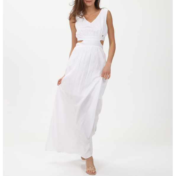 Γυναικείο cut out maxi φόρεμα ALE 8916488 λευκό Γυναικεία