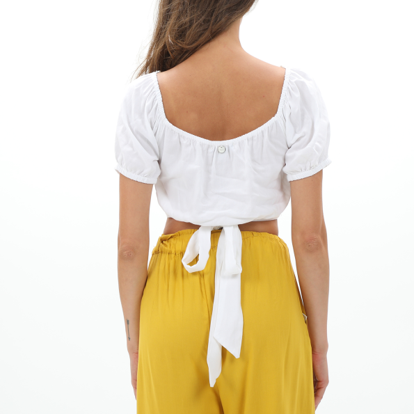 Γυναικείο cropped top ALE 8916495 λευκό Γυναικεία