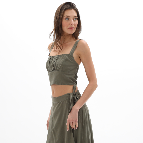 Γυναικείο cropped top ALE 81311378 χακί Γυναικεία
