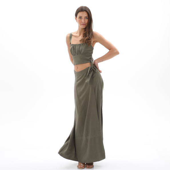 Γυναικείο cropped top ALE 81311378 χακί Γυναικεία