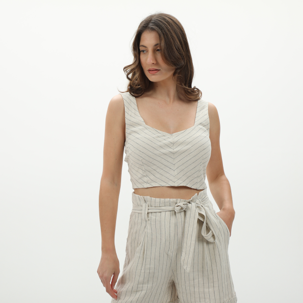 Γυναικείο cropped top ALE 81312395 μπεζ