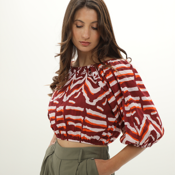Γυναικείο cropped top ALE 8916045 μπορντό
