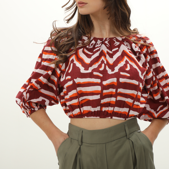 Γυναικείο cropped top ALE 8916045 μπορντό Γυναικεία