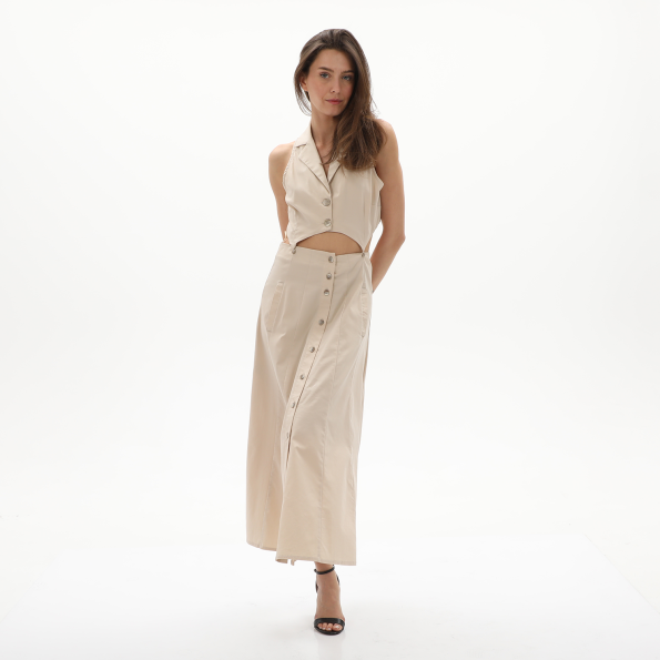 Γυναικείο two-piece φόρεμα ALE 81079752 μπεζ Γυναικεία