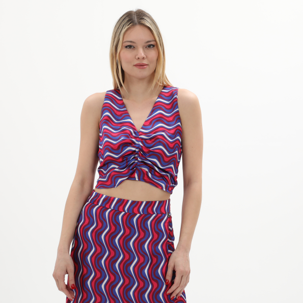 Γυναικείο cropped top ALE 82056224 μπλε φούξια