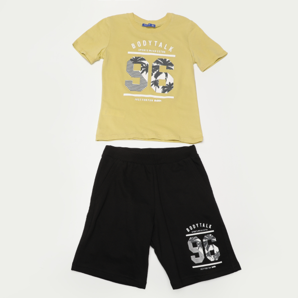 Παιδικό σετ απο t-shirt και σορτς BODYTALK 1221-751099 κίτρινο μαύρο
