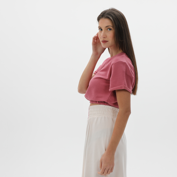 Γυναικεία cropped φούτερ μπλούζα BODYTALK 1231-902620 ροζ Γυναικεία